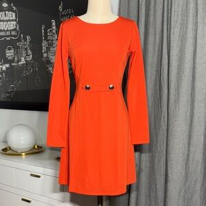 Zeagoo Bold Orange Long Sleeve Dress
